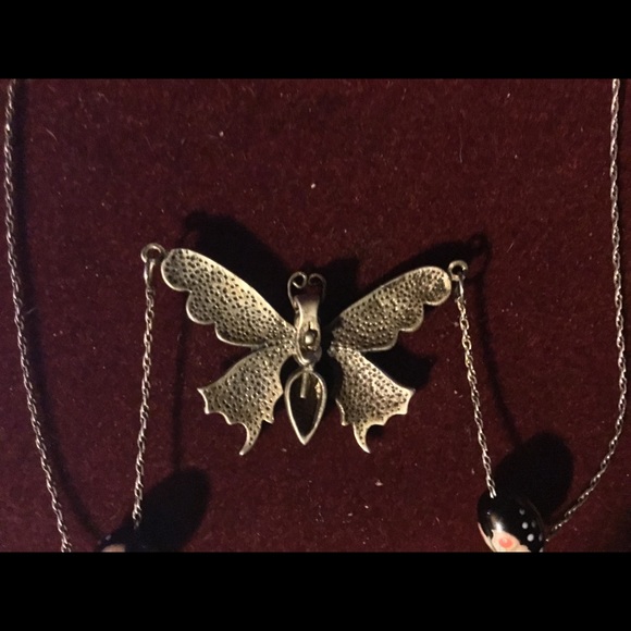 Pewter Butterfly Pendant Necklace - Picture 2 of 3